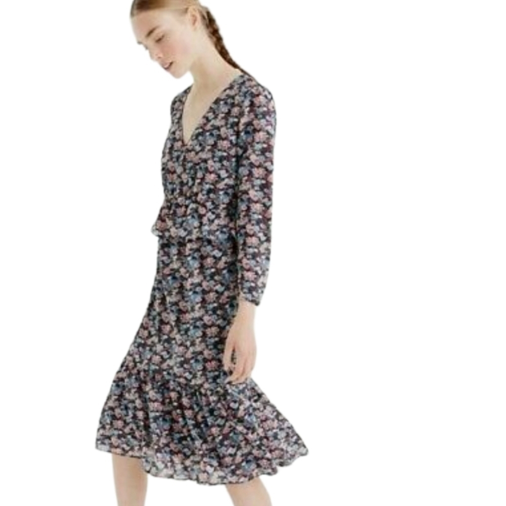 J. CREW Ruffle Hem Dress in Paisley Floral